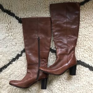 Johnson and Murphy, tall brown boot w/ heel